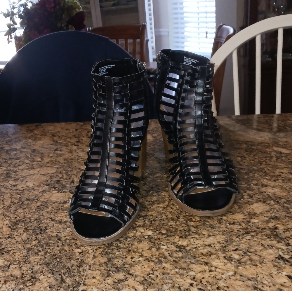Mossimo Black Open Toed Heels Size 9.5 - Picture 4 of 10